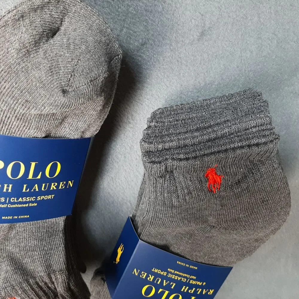 Polo Ralph Lauren Socks Mens Gray 6 Pairs Classic Sport PRL ZP113869PK6N BUNDLE!